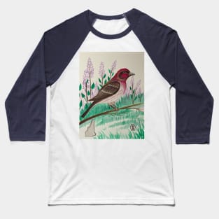 New Hampshire state bird and flower, the purple finch and purple lilac Baseball T-Shirt